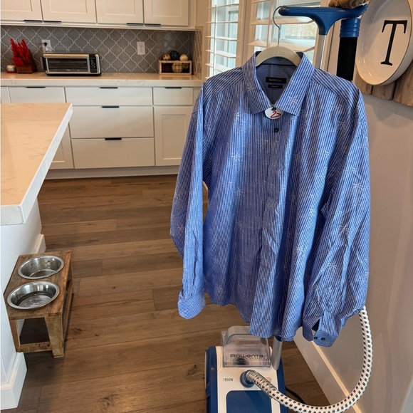 Bugatchi Blue Paisley Casual Button Down Shirt - Picture 3 of 11